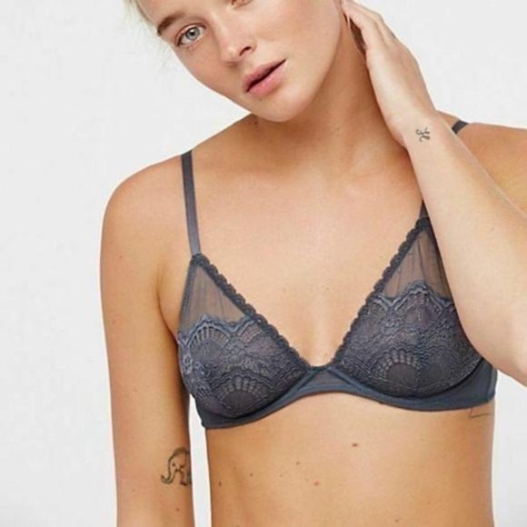 Free People Other - NWT Free People Lace Underwire Triangle Bra Storm